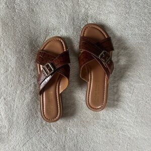 Bella Vita Dark Brown Slide Sandals